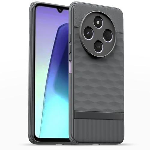 Image of Pikkme Back Cover for Redmi 14c 5G / Redmi A4 5G / Poco C75 5G Soft Grip 3D Hexa Cube Texture Silicone Bumper Case (Grey)