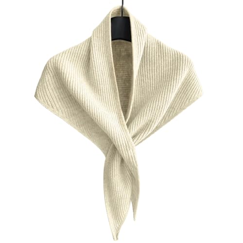 ORUIVO Womens Short Triangular Scarf - Convertible to Shawl with Thread - through Buckle (Beige One Size)