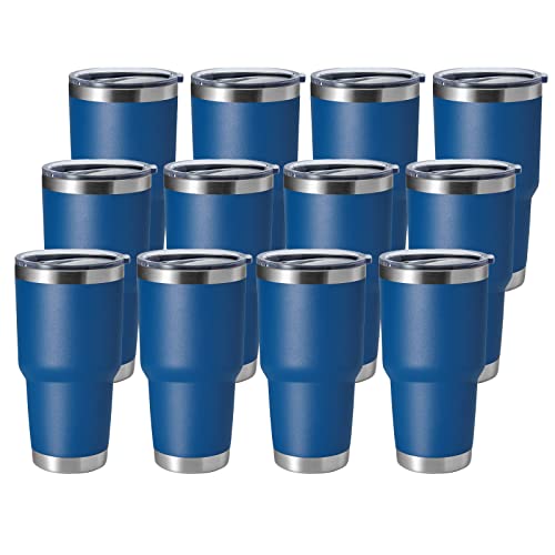 Image of HASLE OUTFITTERS 30oz Stainless Steel Tumbler, Double Wall Vacuum Insulated Travel Mug Tumbler, Durable Insulated Coffee Mug, Gift Box Set (Dark Blue, 12)