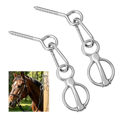 Bonfino 2 Pcs Blocker Tie Ring for Horses, Safe Training Tack Prevents Pulling Back
