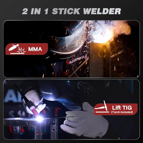 Image of ARCCAPTAIN 205A Stick /Lift TIG Welder with Torch, 120V /240V Welder Machine | Stick /Lift TIG Welding Machine with APP Control, Synergic Control, Large LED Display, 10 Rods, Hot Start, Arc Force