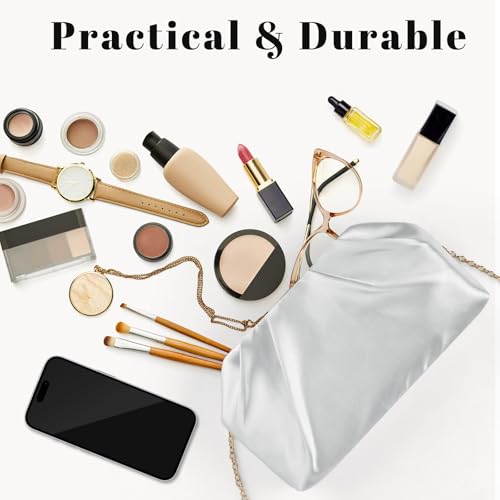 Image of ERKOON Clutch Purse for Women Elegant Pleated Evening Bag Crossbody Shoulder Handbag Envelope Bag with 2 Detachable Chain
