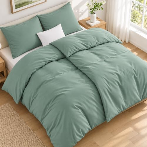 Duvetnova Bettwäsche 135x200 40x80 Grün Sommer ÖKO-TEX Superweich Mikrofaser Bettwäsche-Sets 2 Bettbezüge 135x200 + 2 Kissenbezüge 80x80 +… – Ansicht 1