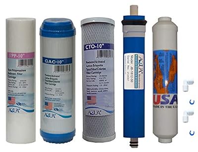 5 Stage Reverse Osmosis Replacement Filter Set with 50 GPD Membrane, Inline Carbon postfilrer (USA Made) and QC Fitting…