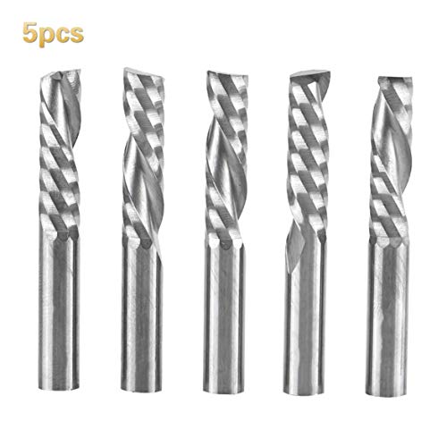 Einzelne Flöte Schaftfräser Schaft Hartmetall-Spiralschneider CNC-Fräser 6 mm Schaftfräser-5pcs
