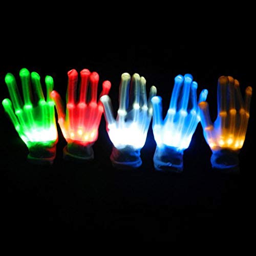 Frmarche Gants LED Lumineux Colorés Gants de Lueur Arc-en-Ciel LED Accessoires de Performance de Danse Fluorescente (Bleu)