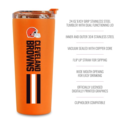 Image of Rico Industries NFL Football 24oz Stainless Steel Tumbler with Lid and Dual Functioning Lid