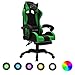 vidaXL Fauteuil de Jeux Vidéo avec LED Fauteuil de Bureau Chaise de Course Fauteuil Inclinable Chaise d'Ordinateur RVB Vert et Noir Similicuir