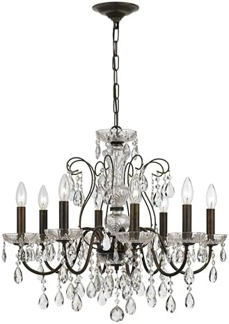 Crystorama Butler 8 Light Hand Cut Crystal English Bronze Chandelier