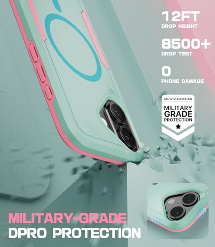 Coque iPhone 16 MobNano DBM fine et robuste - Finition premium vert et rose - 3