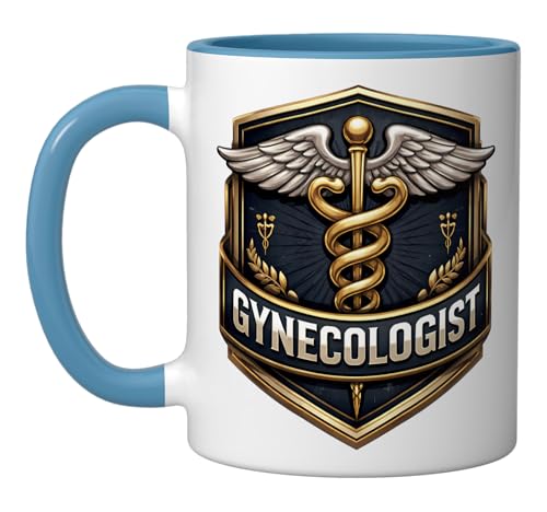 Gynecologist Gynaecologist Doctor Gynaecology Physician MD Ceramic Mug, Blue/White