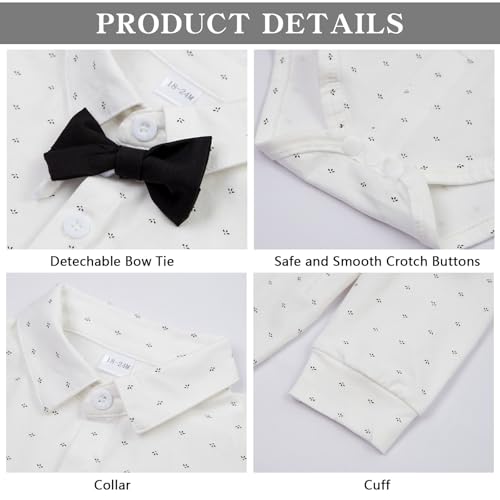 HOZIY Baby Boy Suits Infant Gentleman Outfit Collared Shirt+Vest+Tie+Corsage+Pants 5Pcs Baptism Wedding Sets for 0-24 Months4
