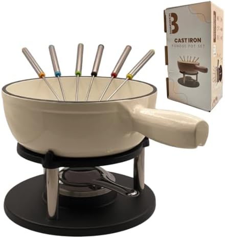 Cast Iron 9-pcs 2L Fondue Set With Accessories Fondue Kit Swiss Fondue Cheese Meat Oil Fondue Pot Fondue Pot set, Cheese Fondue Set, Chocolate Fondue Pot, Cheese Melting Pot, Fondue Pot Non Electric