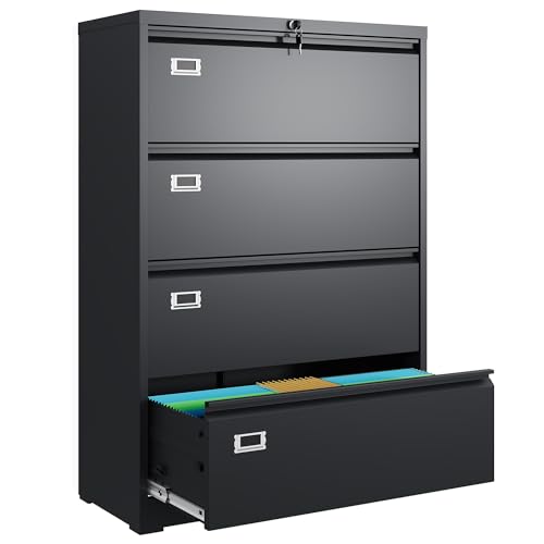 DEVAISE 4 Drawer Lateral File Cabinet with Lock, Metal Filing Cabinets for Home Office, 16' D x 35'...