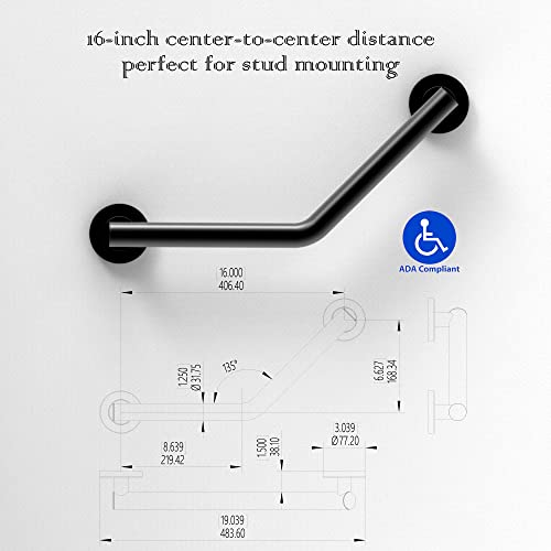 AquaChase Bath, Shower and Toilet Safety Grab Bar for Seniors and Handicaps, Mobility Aid Balance Assist Handle, Stainless Steel, 16 inch for Stud Mount - Image 6