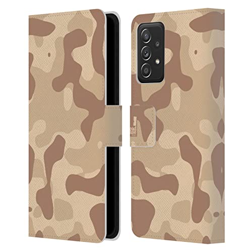 Étui portefeuille Samsung A53 5G camouflage bronze avec protection intégrale en cuir et fentes