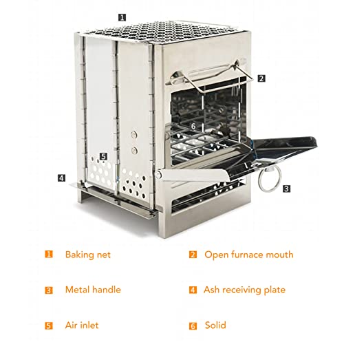 304 en acier inoxydable poêle à bois de camping durable et grill - 7