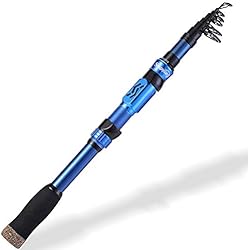 Caña Pesca Trucha Sougayilang Caña de pescar telescópica: 24 toneladas de fibra de carbono, soporte de carrete mecanizado CNC, mango de EVA, caña de pescar de viaje para pesca de trucha azul 2,7 m