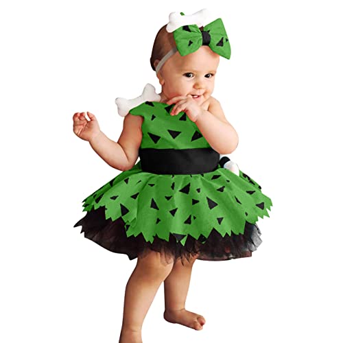 RUITOTP Disfrazs Cavernicola Disfrazs Bebe Vestidos Carnaval Disfraz Vestido con Diadema para Bebes, Disfraz Halloween Bebe Ropa Halloween