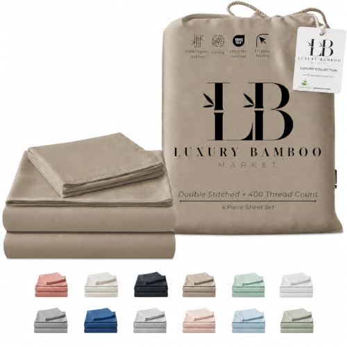 Image of |Queen Size Sheet Set | Organically Grown | Ultra Soft & Cooling |100% Viscose | 17 inch Deep Pocket [Cocoa]