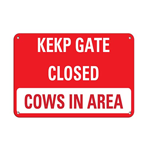 SIGNCHAT Keep Gate Closed Cows in Area �A�N�e�B�r�e�B�T�C�� �t�@�[���T�C�� ���^���|�X�^�[ �E�H�[���A�[�g ���� �u���L�Ŕ� 8X12�C���`