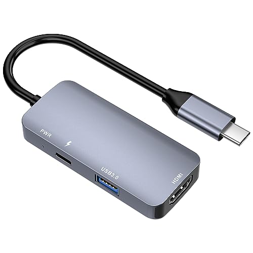 USB C Hub, Tongtion Type C Hub with 4K 60Hz HDMI, 3 in 1 USB C Dongle with 100W Power Delivery, USB 3.0 Port, Compatible for MacBook Air, MacBook Pro, XPS, USB C Laptop and Other Type C Devices
