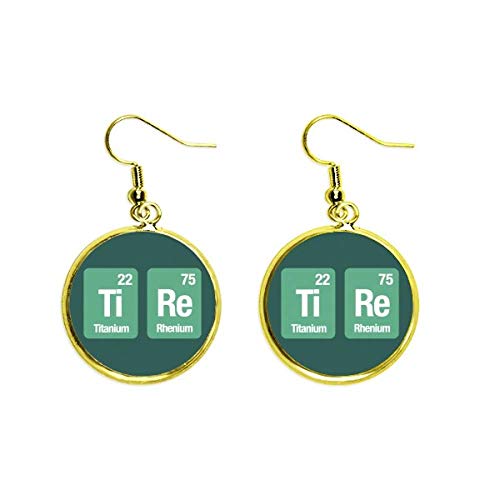Pendientes de ciencia con diseño de elemento químico en color dorado para mujer