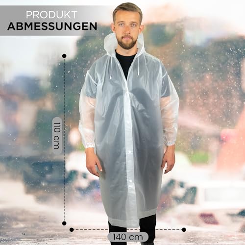 REDSTAR 2er Pack Regenmantel Damen und Herren – wasserfester Friesennerz, Regenponcho, Regencape, kompakt packbar, wiederverwendbar – lange Regenjacke mit großer Kapuze – Camping, Wandern,
