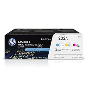HP 202A | CF501A, CF502A, CF503A | 3 cartuchos de tóner | Funciona con HP Laserjet Pro M254, M281cdw, M281dw