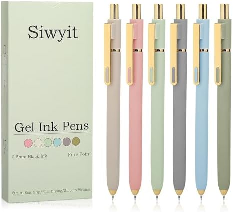 Gel Pens 6 Pcs, 0.5mm Quick Dry Black Ink Pens Fine Point Smooth Writing Pens,Retractable Pens for Journaling Note Taking,Stylo Gel Gift for Women (Morandi-6PC) - View 3