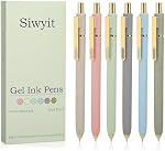 Gel Pens 6 Pcs, 0.5mm Quick Dry Black Ink Pens Fine Point Smooth Writing Pens,Retractable Pens for Journaling Note Taking,Stylo Gel Gift for Women (Morandi-6PC)