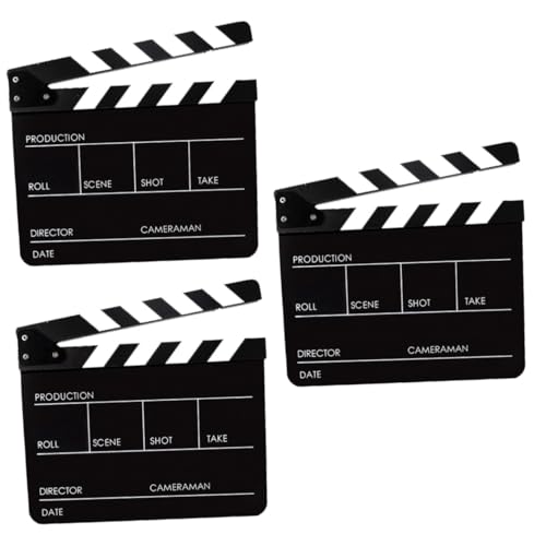 CAXUSD 3 Piezas Tablilla De Cine Badajo De La Película Badajo De Pizarra Mini Claqueta Tablero De Pizarra Tablero De Badajo Claqueta Vintage Badajos Claqueta De Cine Black