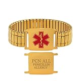 JunyiDIY Penicillin-Allergie Breites Dehnbares Medizinisches Notfallarmband Wasserdicht Hypoallergen mit Auffälligem Rotem Symbol Sicherheits-Schmuck für Ihn Bruder Sohn