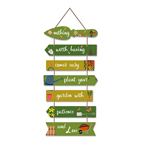 Artvibes Garden Quote Wooden Wall Hanging for Home Decor | Decorative Items for Balcony | Gifts | Wooden Wall Decoration for Outdoor Decorative Garden | Modern Artwork (WH_7010N), Set of 7