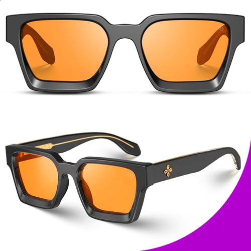 VISOONE Fashion 100% UV400 Protection Rectangle TR90 Y2K Sunglasses Accessories for Women Men RIVER (Black)3