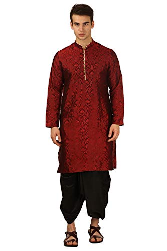 Kurta en soie homme Devyom tunique rouge orientale de fête
