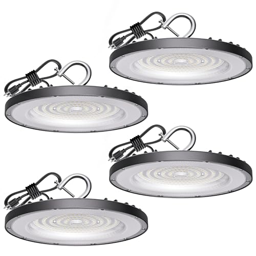 4 Pack LED High Bay Light 200W, 30000lm, 5000K ETL Listed UFO High Bay LED Shop Lights with 5' Cable...