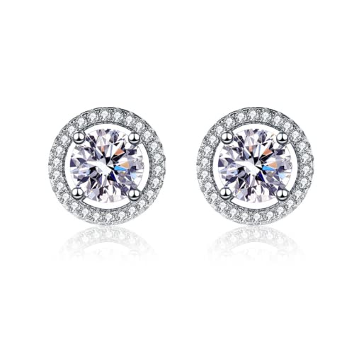 Puces d'oreilles argent 925 et moissanite D 1 carat éclat durable