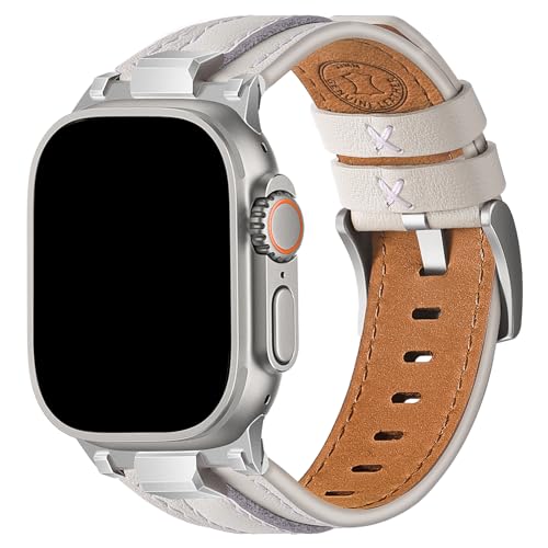 Image of Wristitani Leather Bands Compatible with Apple Watch Band 49mm 46mm 45mm 44mm for Men, Metal Connector & Genuine Leather Straps for iWatch Ultra3 /2 /1 SE3 /2 /1 Series 11 10 9 8 7 6 5 4 [NO Watch and Case]