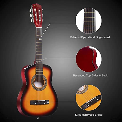 Adm JA101-30-SBR Beginner Acoustic Classical Guitar 30 Inch Nylon Strings Wooden Guitar Bundle Kit thumb #1