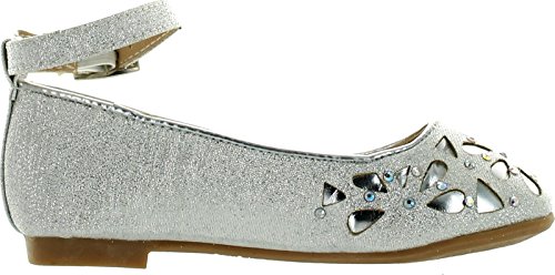 Girls Ba0037 Dress Flats with Perforations and Rhinestones2