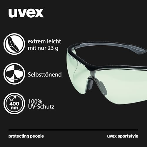 Uvex Sportstyle Variomatic Bügelbrille - selbsttönende Scheibe - UV400 - Schwarz/Anthrazit für Sportliche Bewegung - com