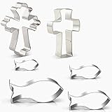 fischform für pudding Fische KEKSAUSSTECHER SET in 4 Größen：10x3,5cm 8x3,2cm 6.5x2,5cm 3x1.2cm,2 Kreuz Größen：10.5x7.6cm