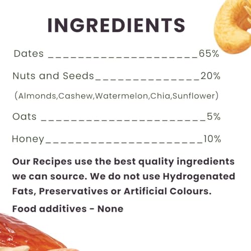 Image of Eatopia Dates & Nuts Fruit Minis|100% Natural Energy Bar, No Preservatives|Sugar Free Healthy Breakfast Snacks|Dry Fruits Protein Bars|Oats & Honey, Nuts & Seeds|Pack Of 1 (3 Minis, 480 Gram)