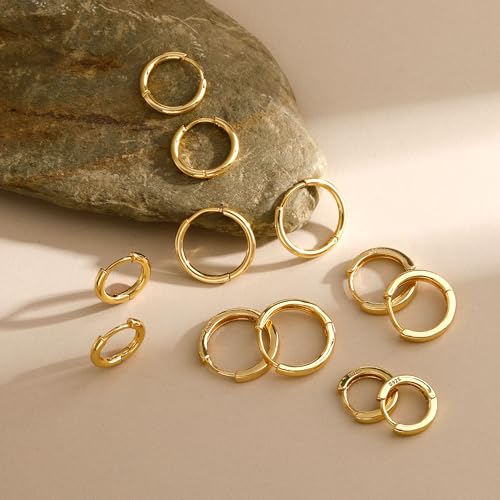 Image of KesaPlan Stud Earrings for Women 14K Gold Plated Hypoallergenic Hoop Earrings Set Small Studs Hoop Huggie Earring Multiple Piercing Star Heart Ball Cubic Zirconia Studs Stacks Trendy for Women Men