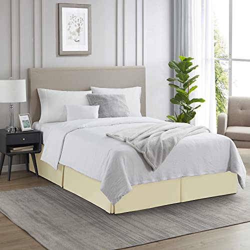 Image of Nestl Vanilla Yellow Bed Skirt Cal King Size - Cal King Bed Skirt 14 Inch Drop - Brushed Microfiber Bed Skirts - Hotel Quality Pleated Bed Skirt - Shrinkage & Fade Resistant