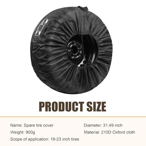 Image of Eratus Spare Tire Cover, 31 inch Sun and Wear Protection Cover for All Seasons, Portable Foldable Tire Storage Accessory for 19 inch-23 inch Tires with Handle and Tool Storage Bag, for Most Cars (Black #L)