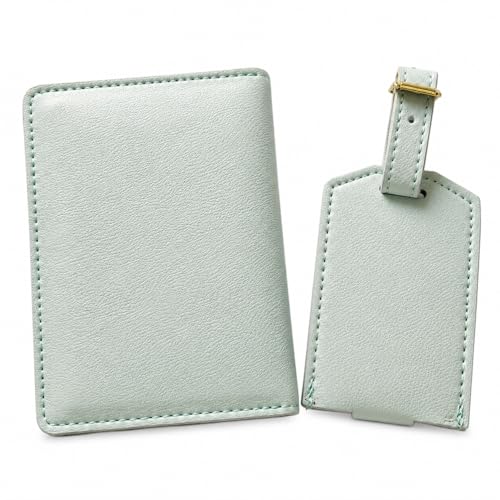 Image of Eco Leather Unisex Passport Cover and Luggage Tags (Mint Green)