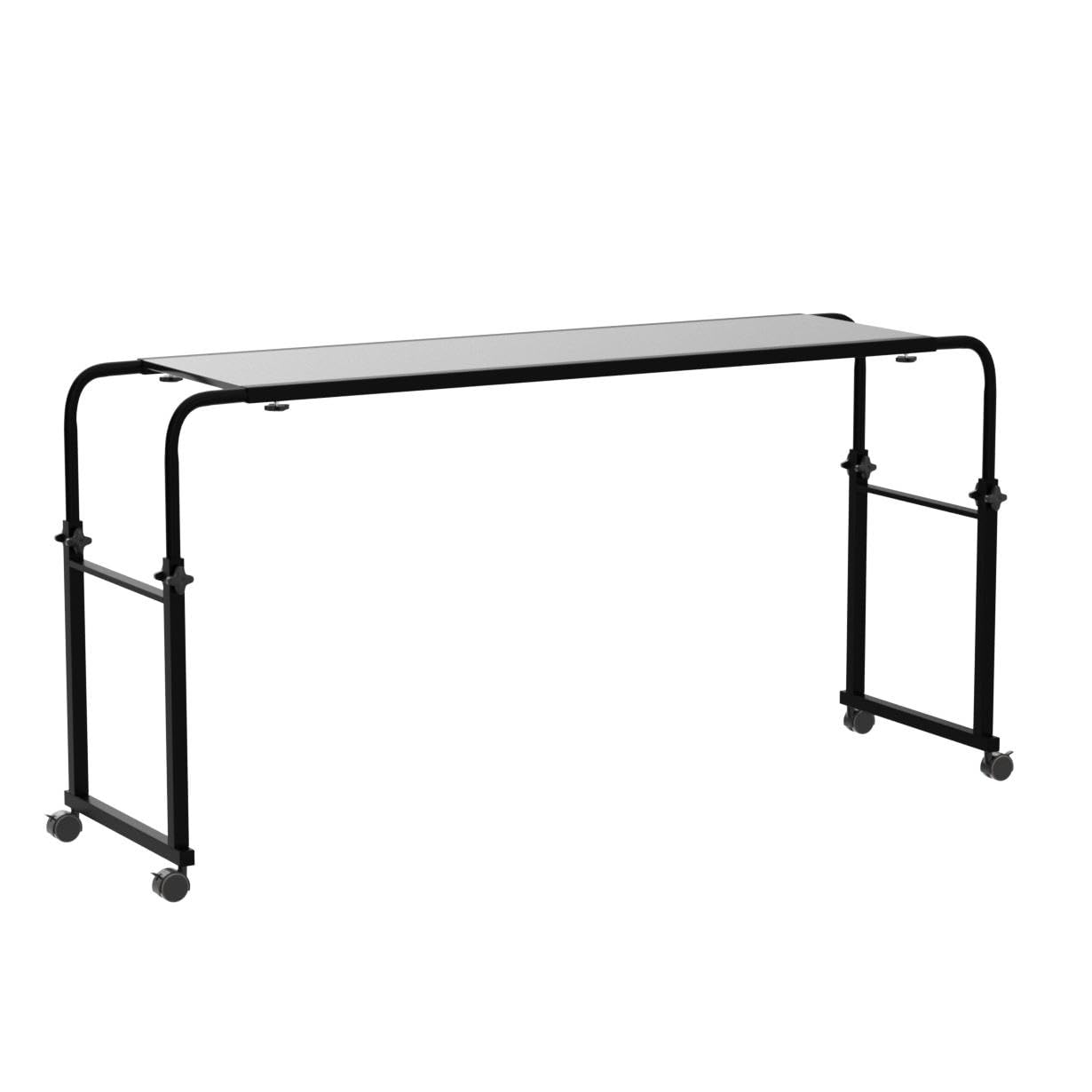 ELONEO Über-Betttisch auf Rollen höhenverstellbar/breitenverstellbar, Overbed Table, Mobiler Schreibtisch, Pflegetisch, Laptoptisch, Bettbeistelltisch, Breite 119-190 cm & Höhe 78-120 cm