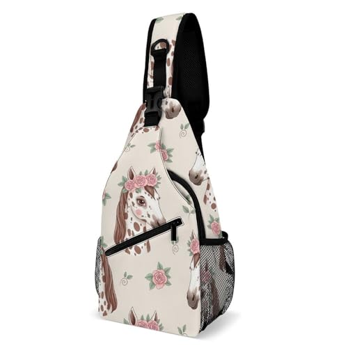 Sac bandoulière fleurs et cheval pour le sport et les loisirs